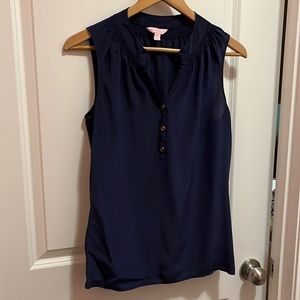 Lilly Pulitzer Blue Silk Blouse Size M